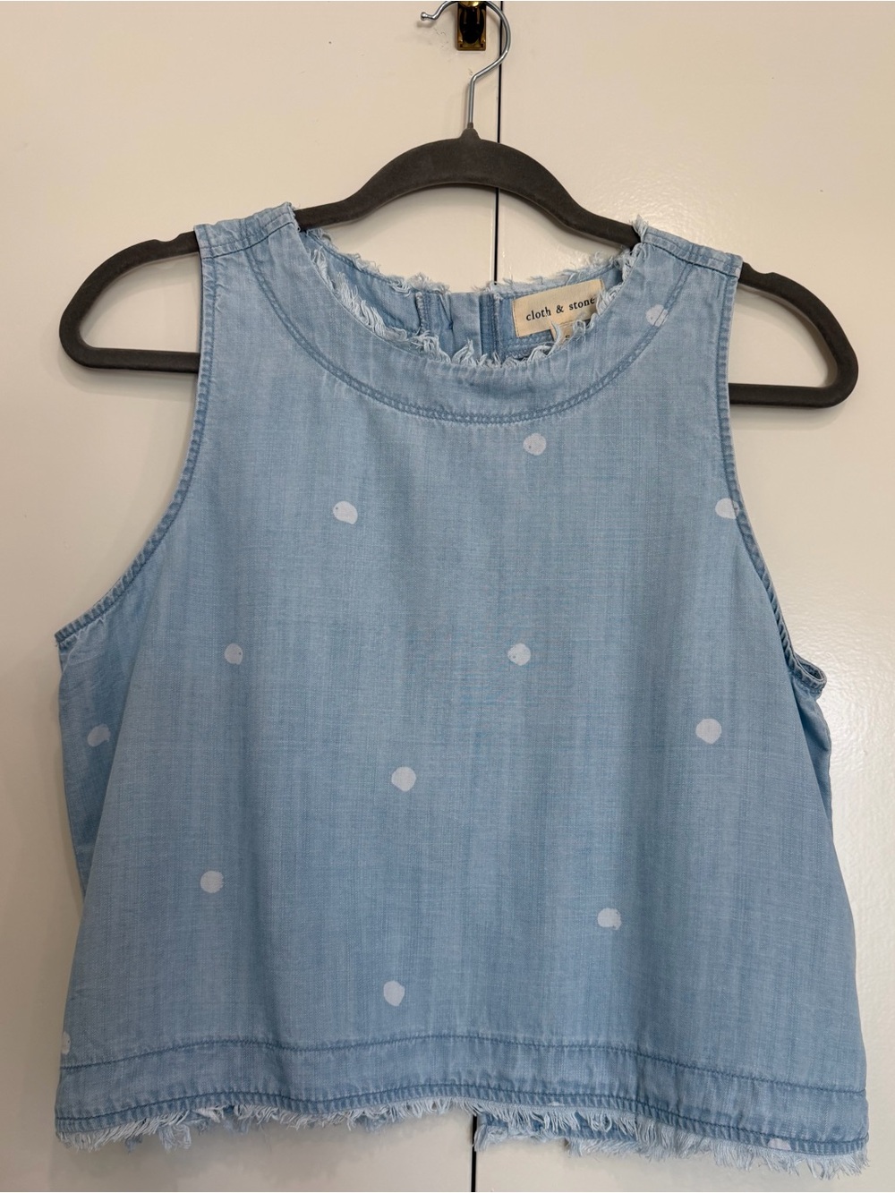 cloth & stone Light Blue Polka Dot Sleeveless Denim Tank